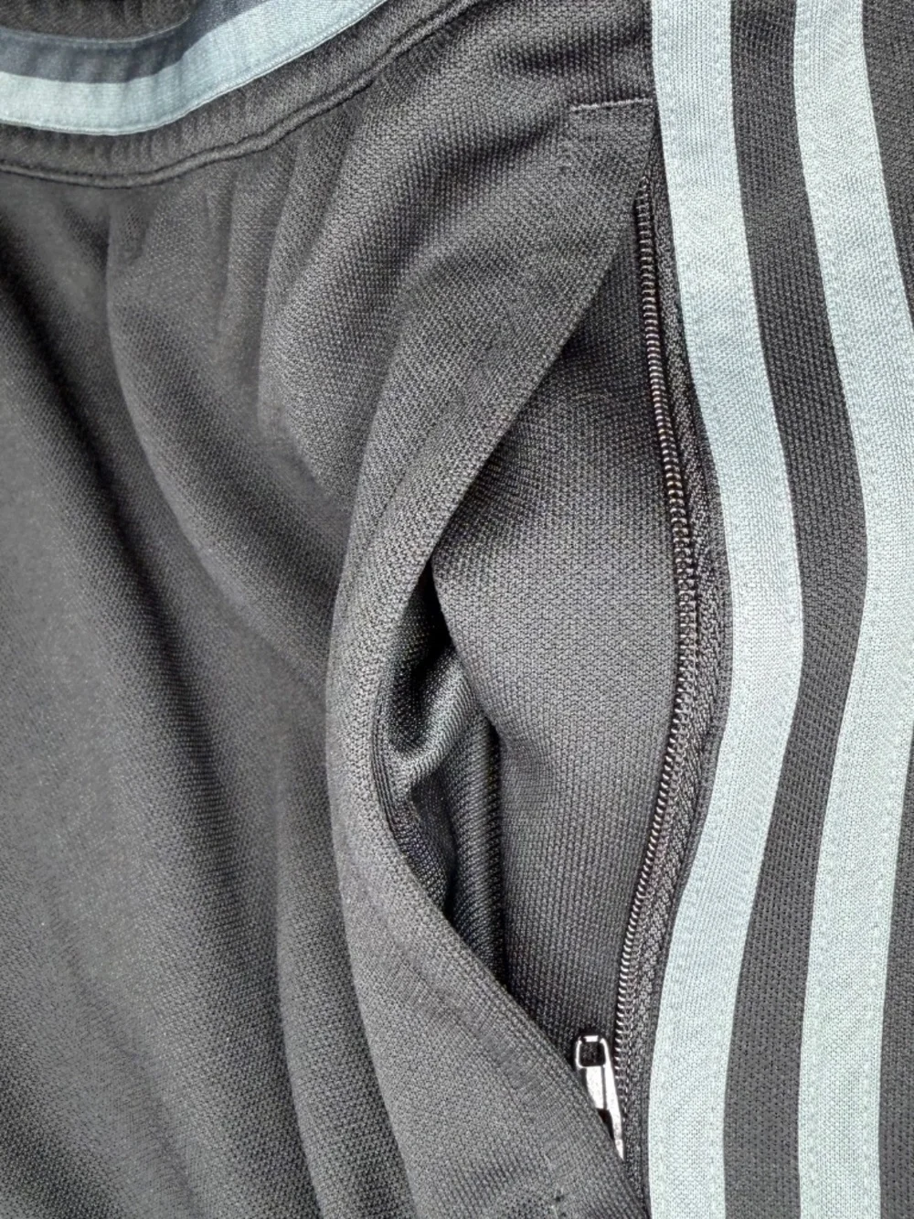 Adidas Track Pants Zipper Ankles Black Gray Stripe Mens XL Climacool